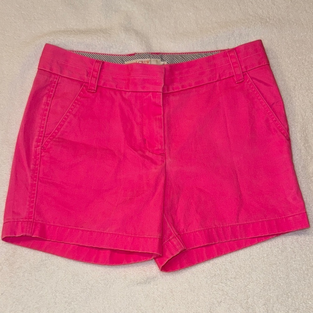 J. Crew Neon Pink Chino Bermuda Shorts Size 4 Broken In Tailored Fit